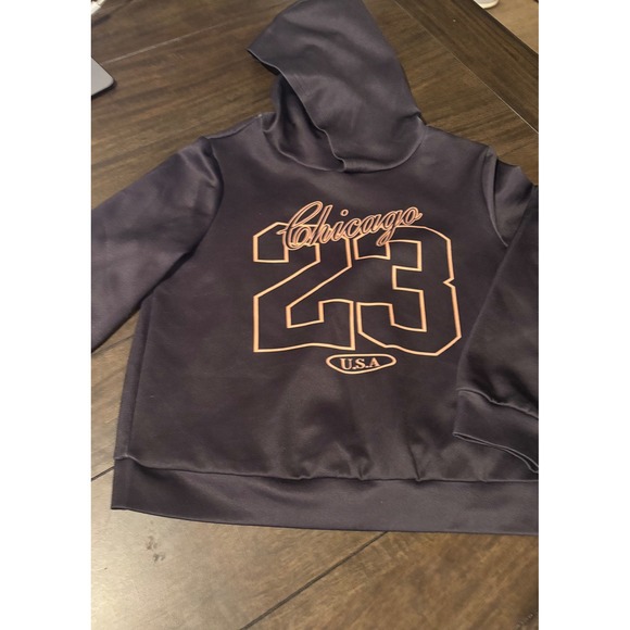 SHEIN Other - Shein Boys Chicago 23 USA Graphic Hoodie Black Orange Size 7Y Sweatshirt